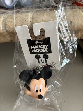 Disney Black Mickey Head Keychain with Silver Clip